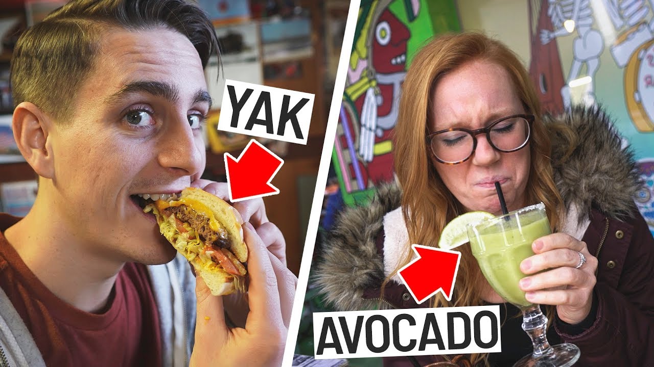 Trying WEIRD FOODS! - Yak Burger, Avocado Margarita, Antelope Hot Dog (Austin, Texas)