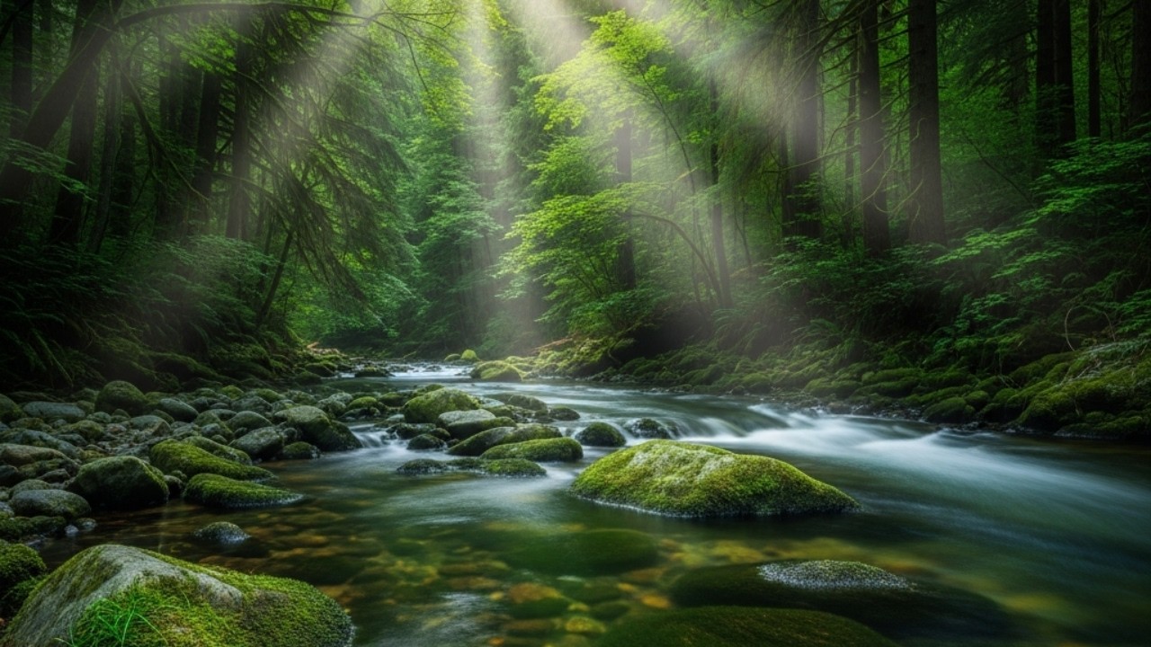 Peaceful Natural River Flow Sounds | Calm White Noise Ambience
