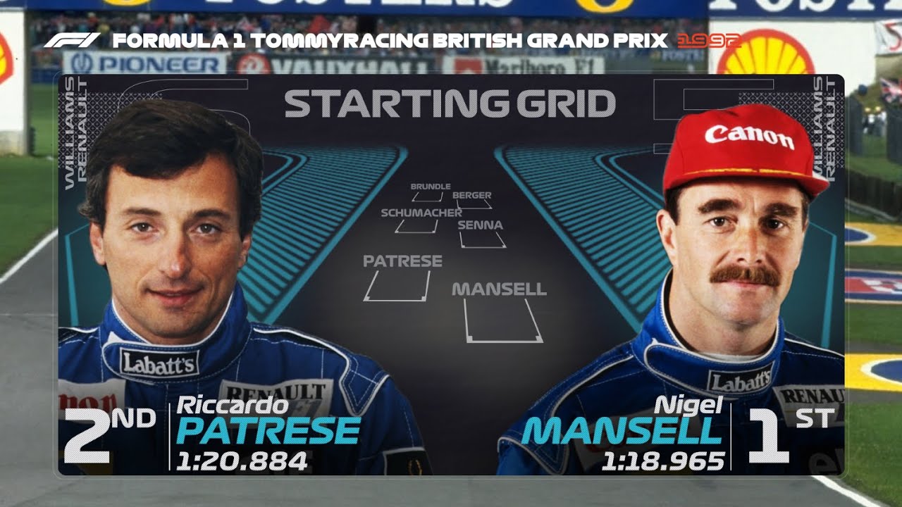 The 1992 British Grand Prix Grid with 2023 graphics