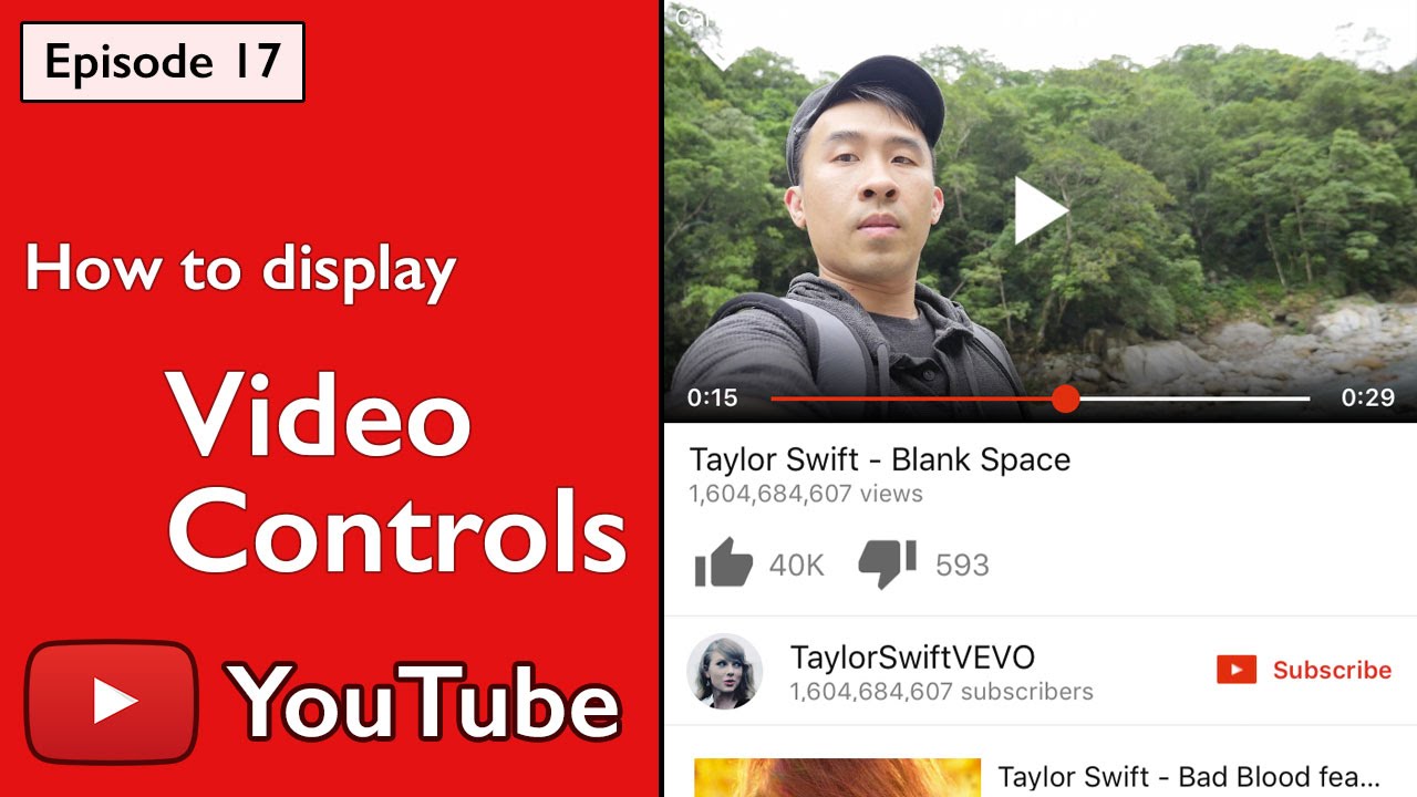 Swift: YouTube - How to Display Video Player Controls (Ep 17)