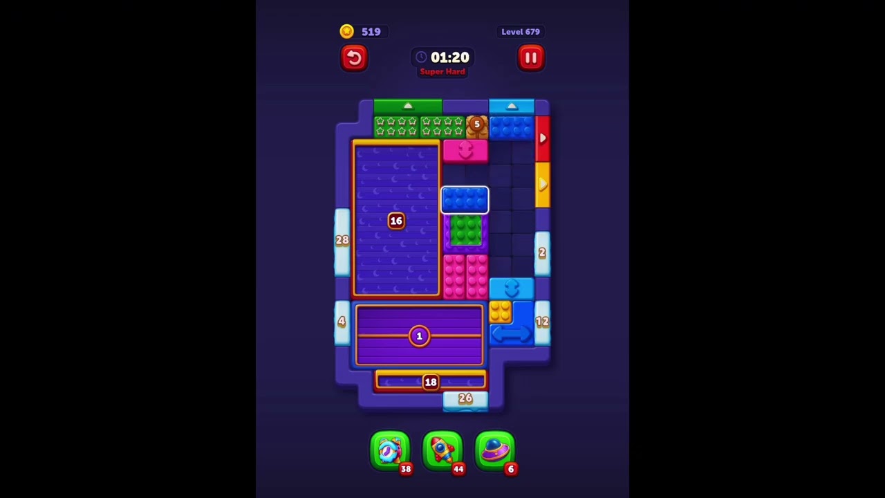 Block Out! Level 679 Solution / Super Hard Walkthrough 