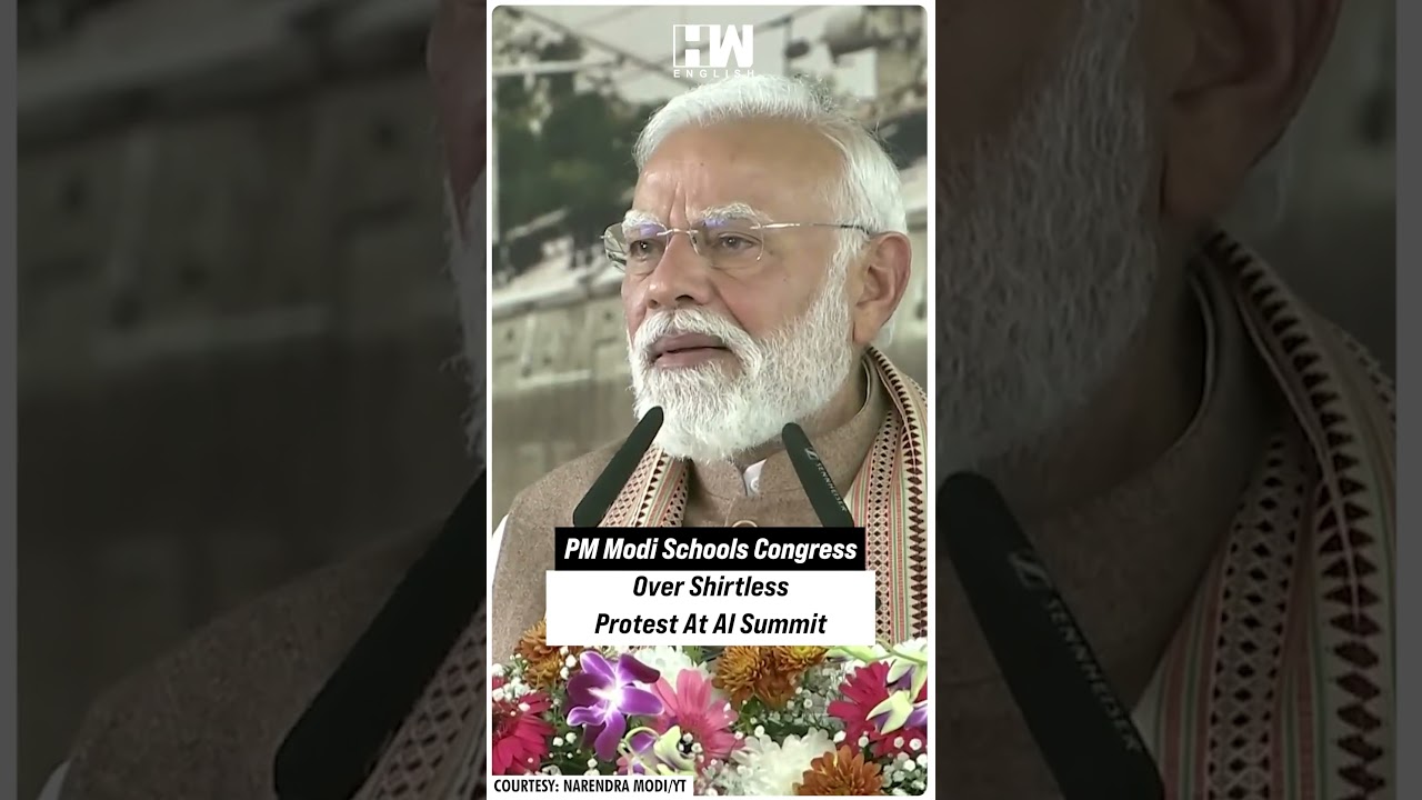 #Shorts | PM Modi Schools Congress Over Shirtless Protest At AI Summit | BJP | Youth Congress | UP