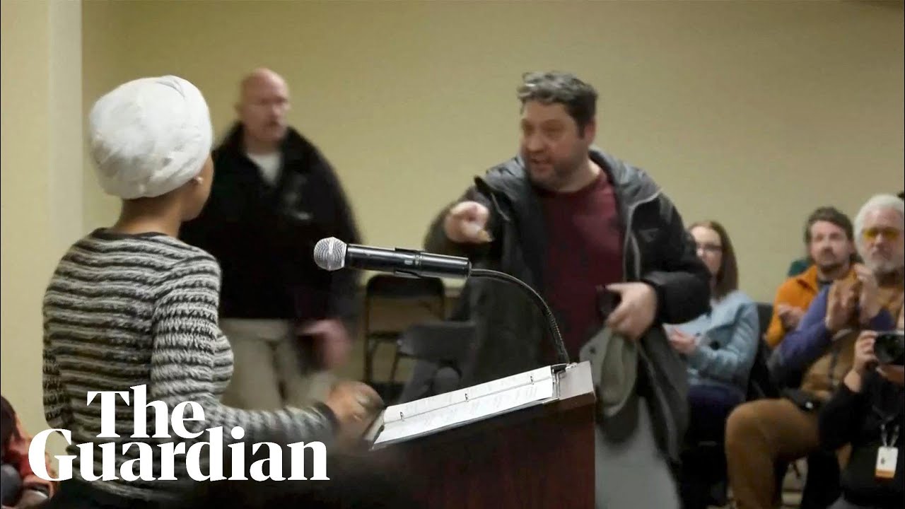 Security tackles man who sprayed unidentified liquid on Ilhan Omar at town hall
