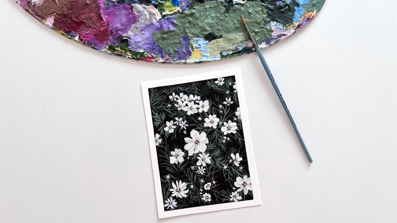 White Cosmos Painting
