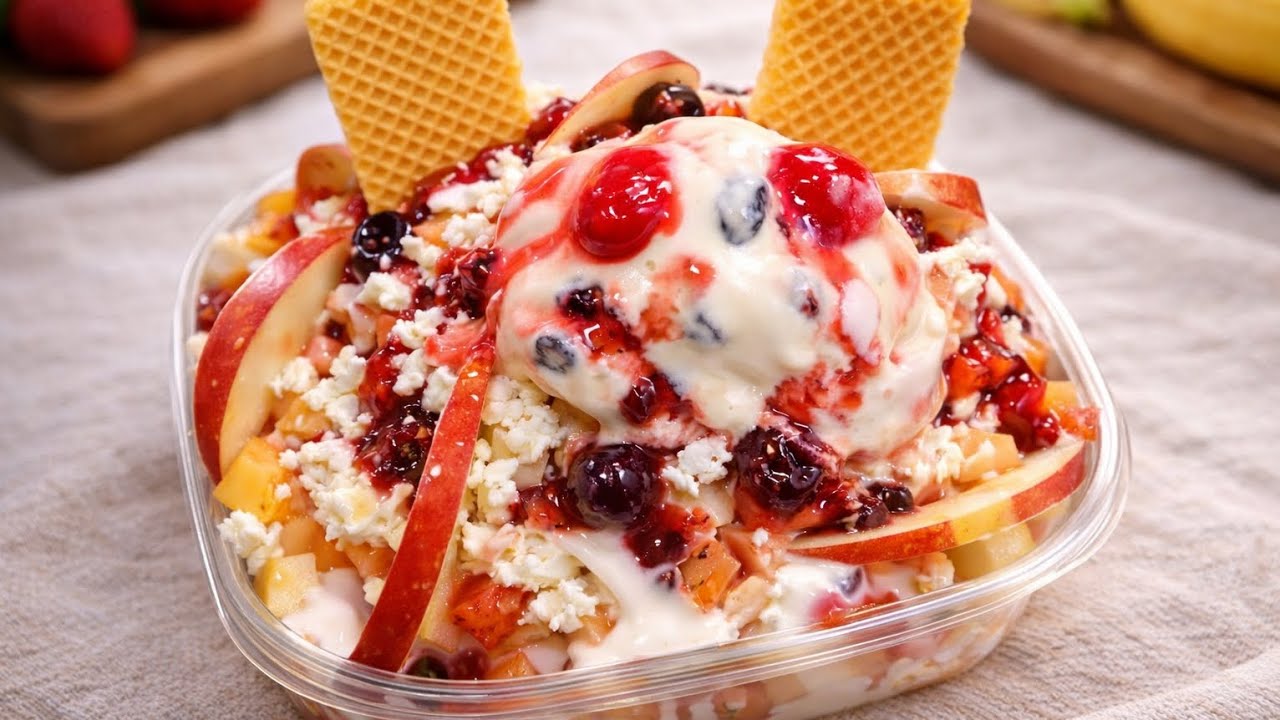 Ensalada de Frutas Colombiana: Bañada en Crema, Queso y Helado!