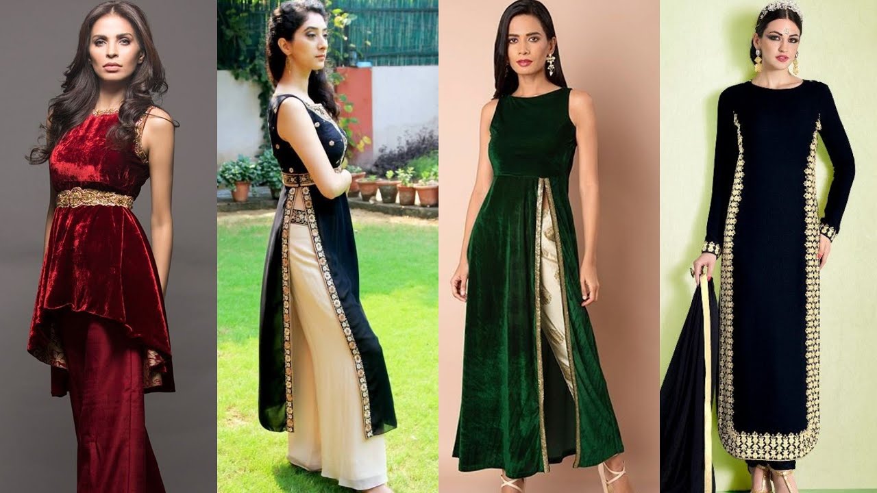 New Velvet fabric suit design ideas - Tips and how to design Velvet Suit with lace
