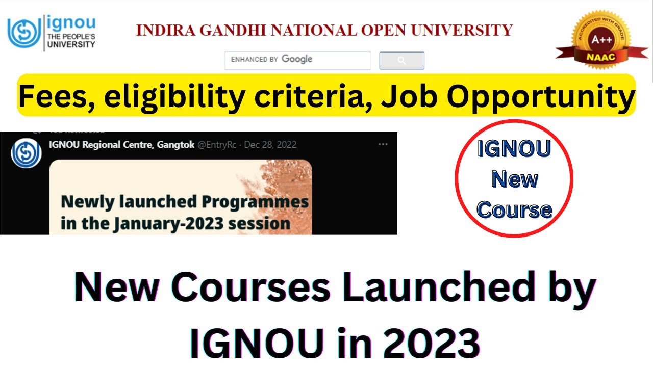 IGNOU New Course | New Courses Launched by IGNOU in 2023