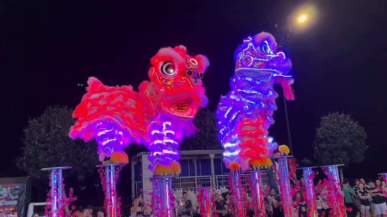 CNY 2026 - Nam Wah Kangkar Pulai LED acrobatic twin lion dance at Eco Lab on 7th February 2026
