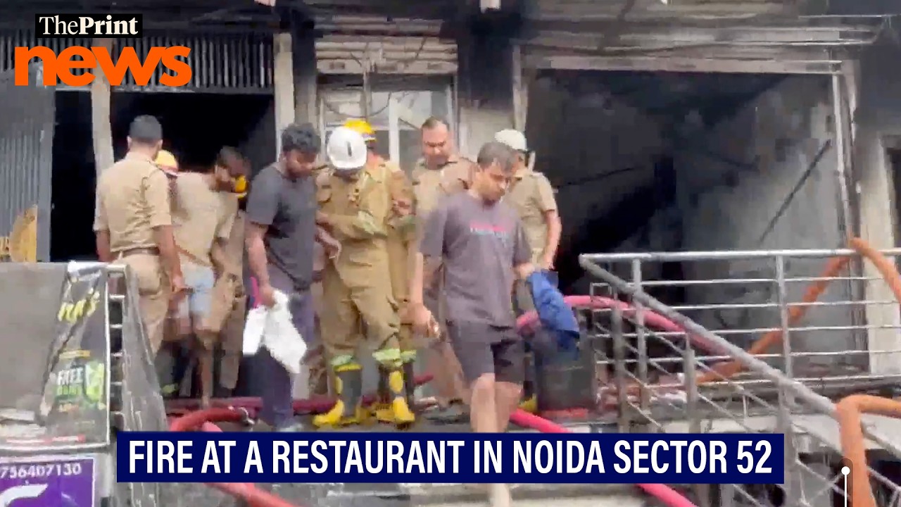 Fire breaks out at a restaurant located in a commercial complex in Noida Sector 52, Uttar Pradesh