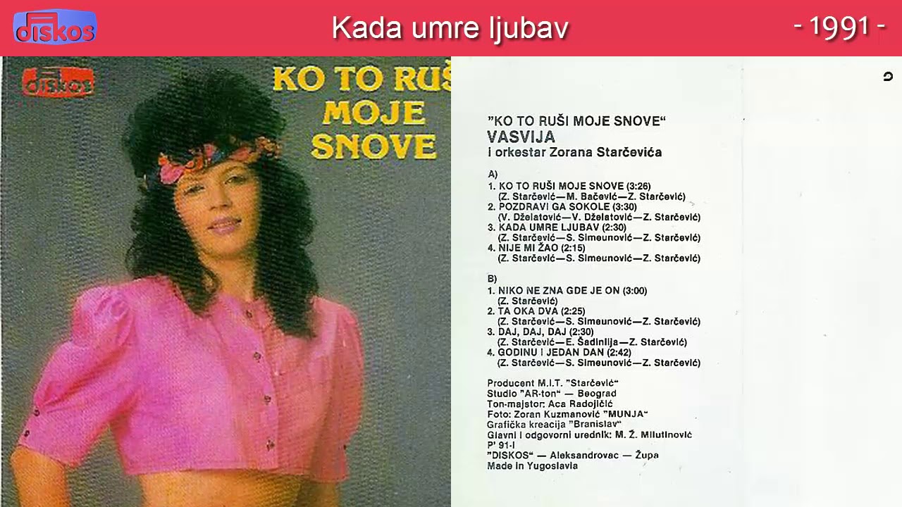 Vasvija - Kada umre ljubav - (Audio 1991)