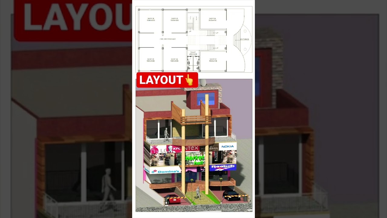 40X60 FEET SMALL SHOPPING MALL COMMERCIAL COMPLEX DESIGN | #shorts