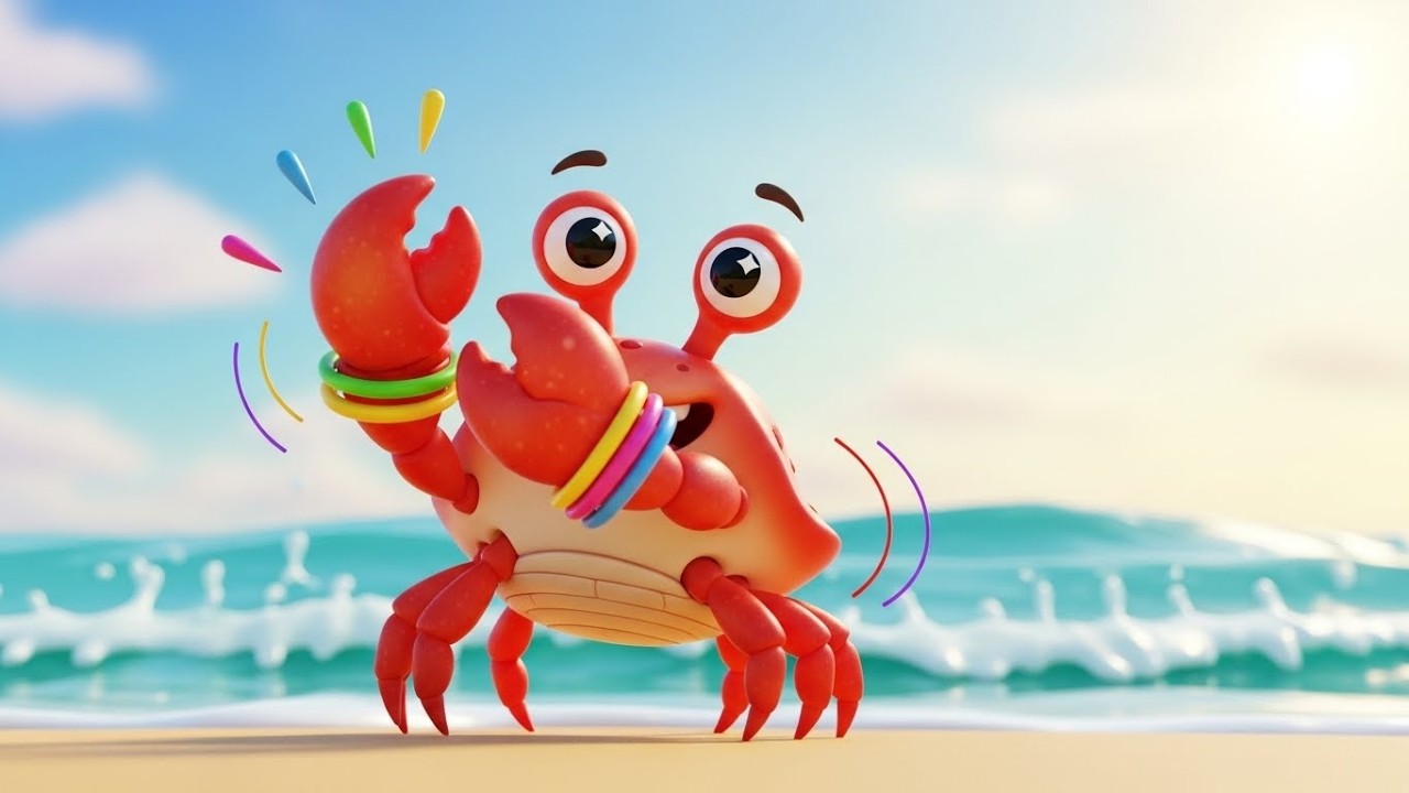 забавный краб играет на барабане «бум-бум» 🦀🥁🌊 | мультфильм для детей и весёлые приключения