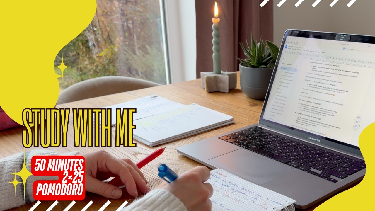 Study German With Me | 50 Minutes (2×25 Pomodoro) | No Music ⭐