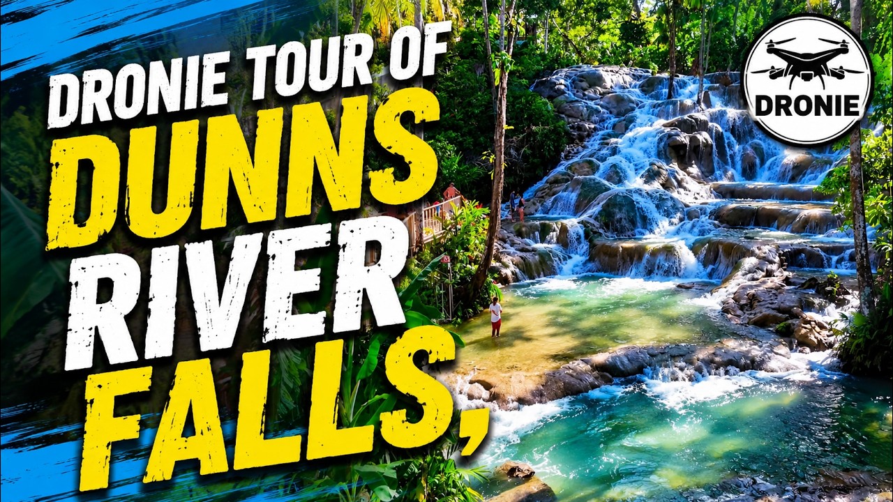Epic Dronie Flyover of Dunn's River Falls & Beach