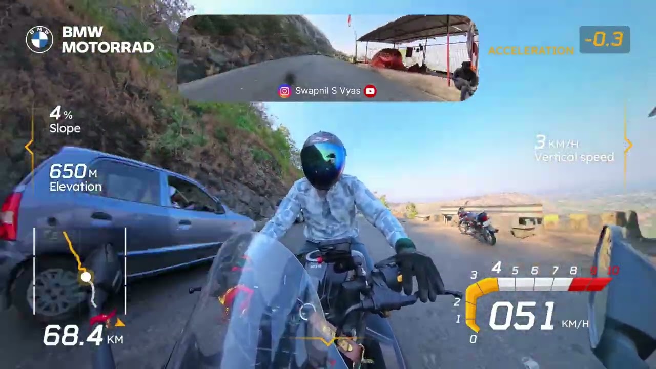 Mastering Hillside Lean:#insta360 #selfie  #kannad #ghat Real-time G-Force and Angle Data Overlay