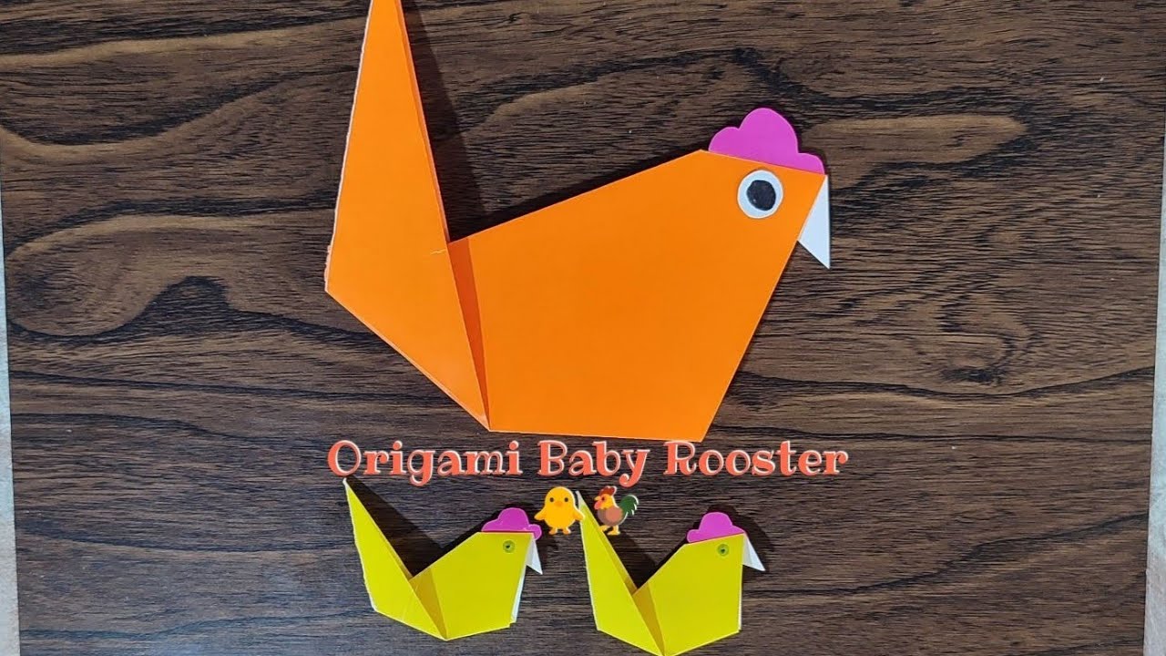 Origami Baby Rooster 🐥🐓| Easy Paper Craft Tutorial/آموزش اوریگامی جوجه‌خروس 🐥🐓| کاردستی ساده و بامزه