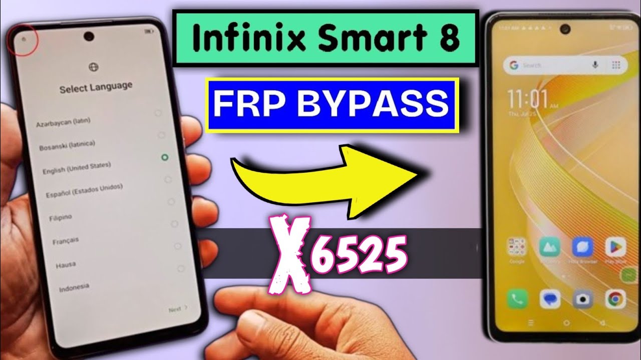 InFinix Smart 8 | 8 HD Google Account Unlock || X6525 Frp Bypass