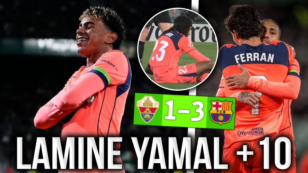 VICTORIA SUFRIDA DEL BARCELONA 3-1 AL ELCHE CON LAMINE YAMAL POSEIDO