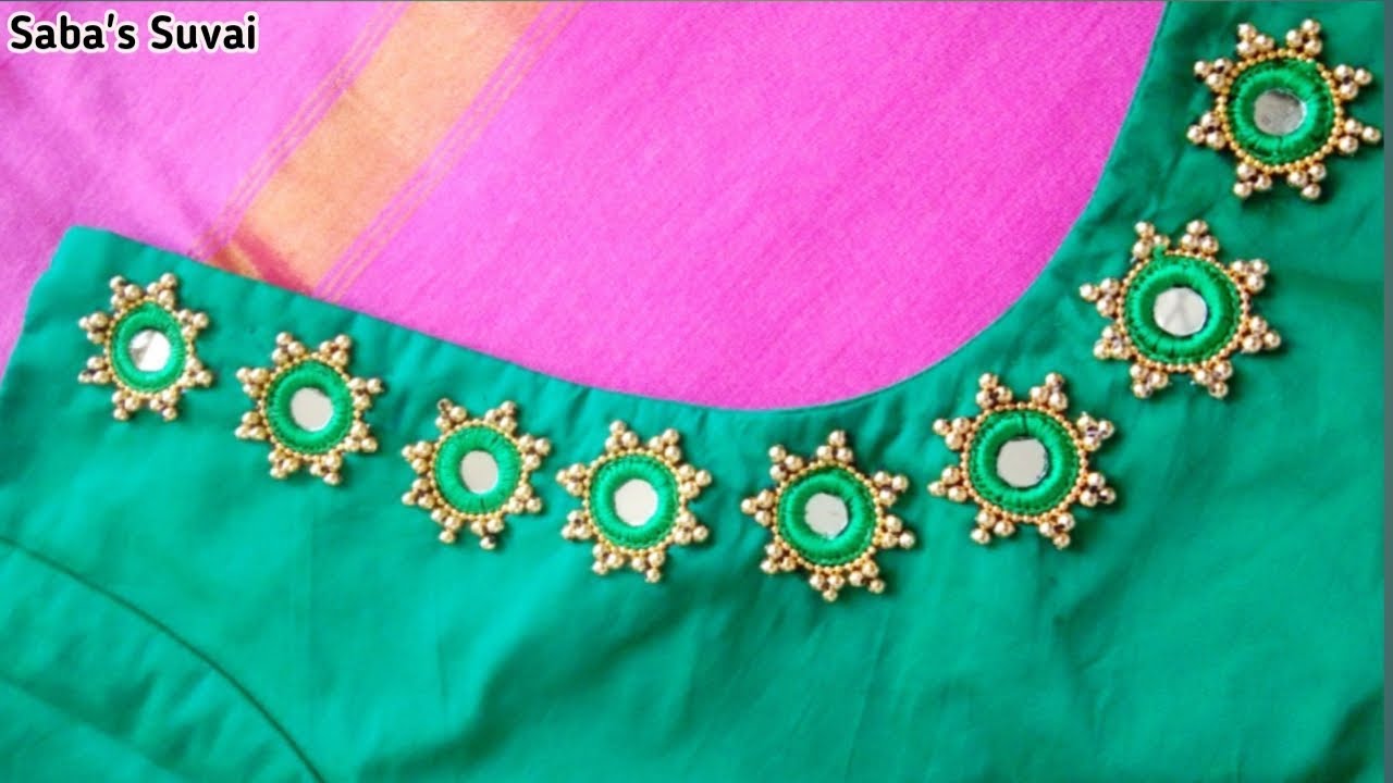 கண்ணாடி பூக்கள் | Mirror design for stitched blouse