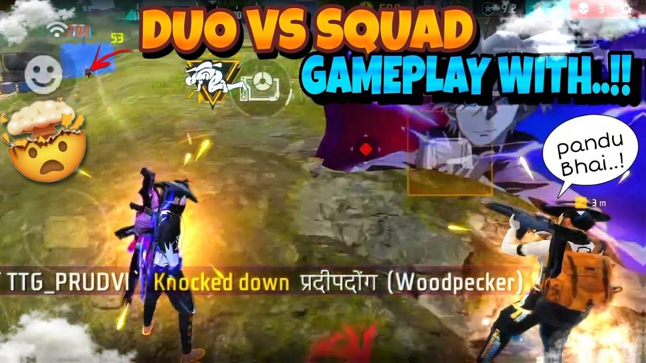 DUO VS SQUAD GAMEPLAY 🥵 WITH PANDU BHAI 💥 #freefire 