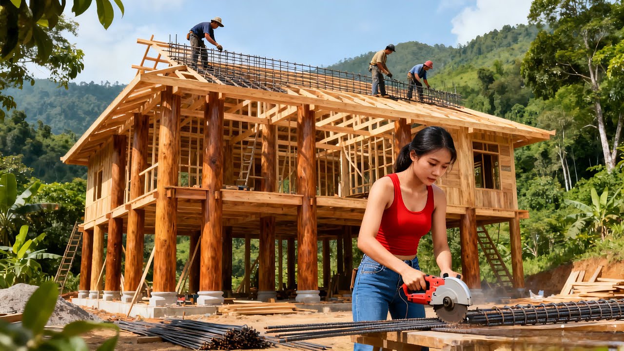 The young woman built a wooden house in 135 days, astonishing everyone.|By@La Minh Ngoc