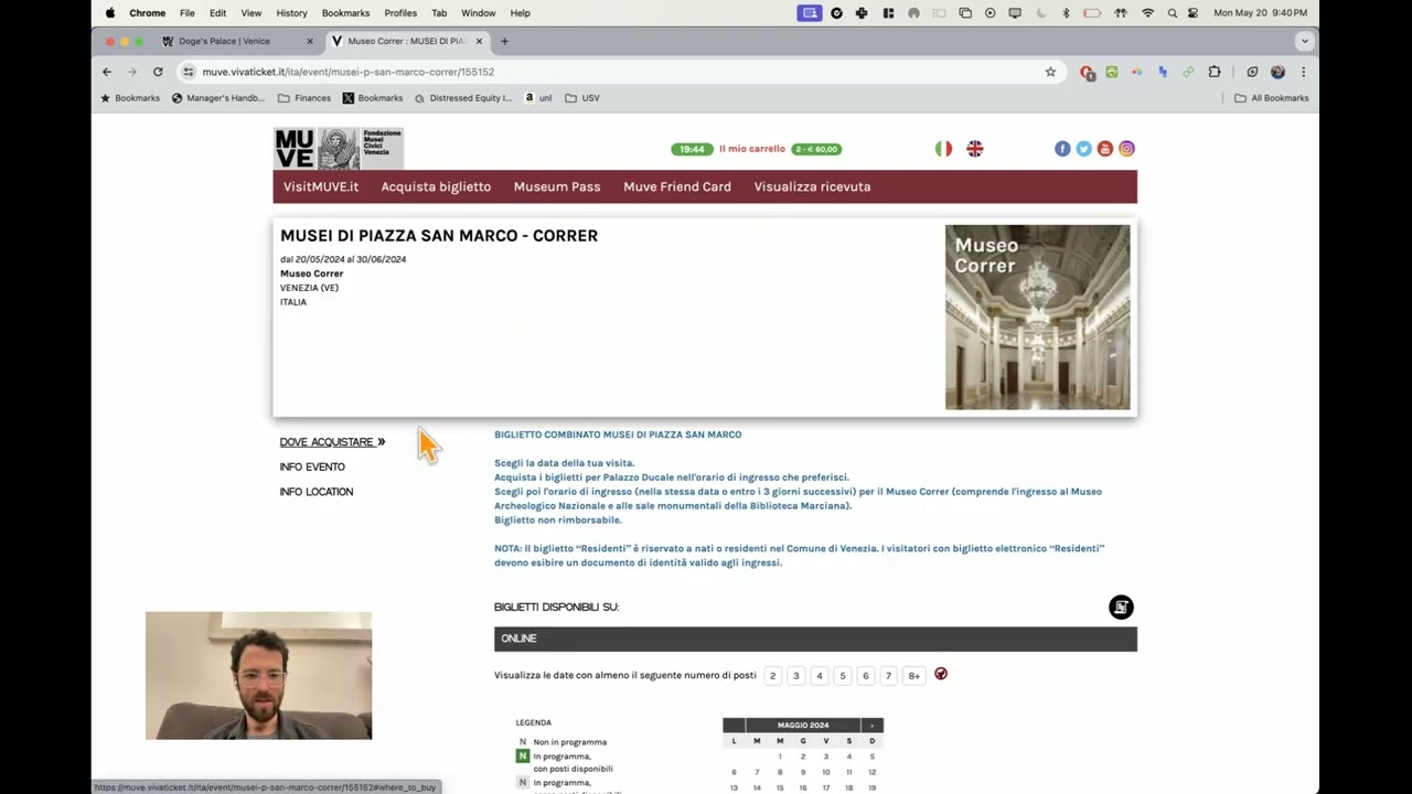 How to buy Doge Palace Tickets (confusing website: palazzoducale.visitmuve.it)