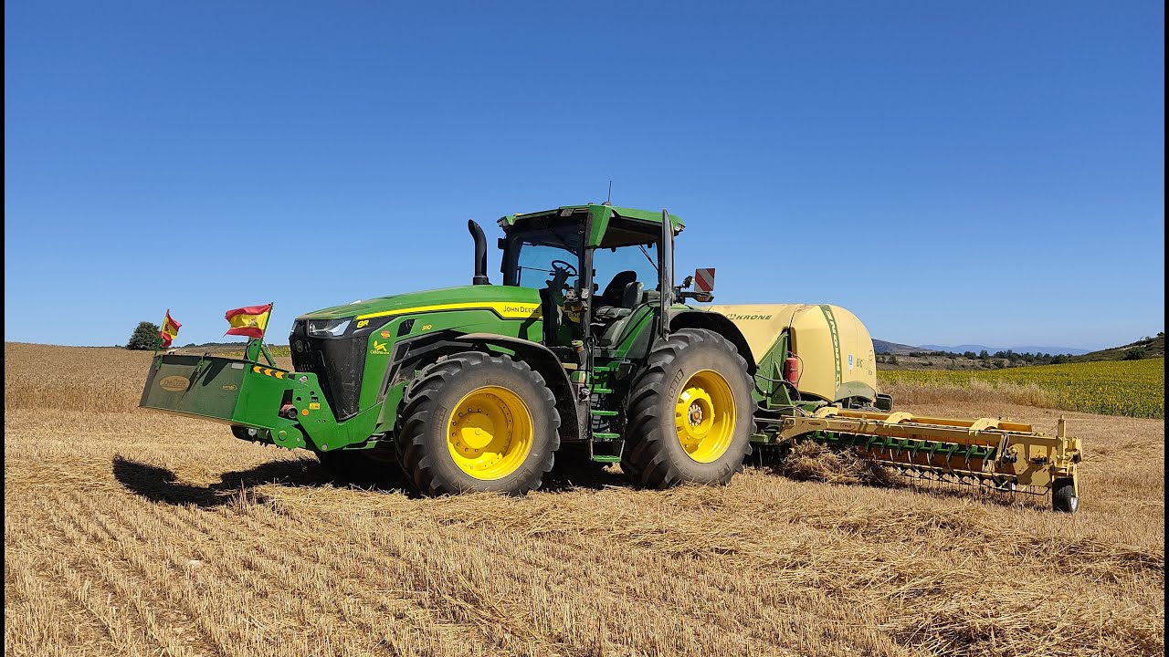 John Deere 8R 310 🔥+Krone BIGPACK 1270🌾|//[GoPro]//HD4K |Empacando en Burgos| Empacado de paja 2023!