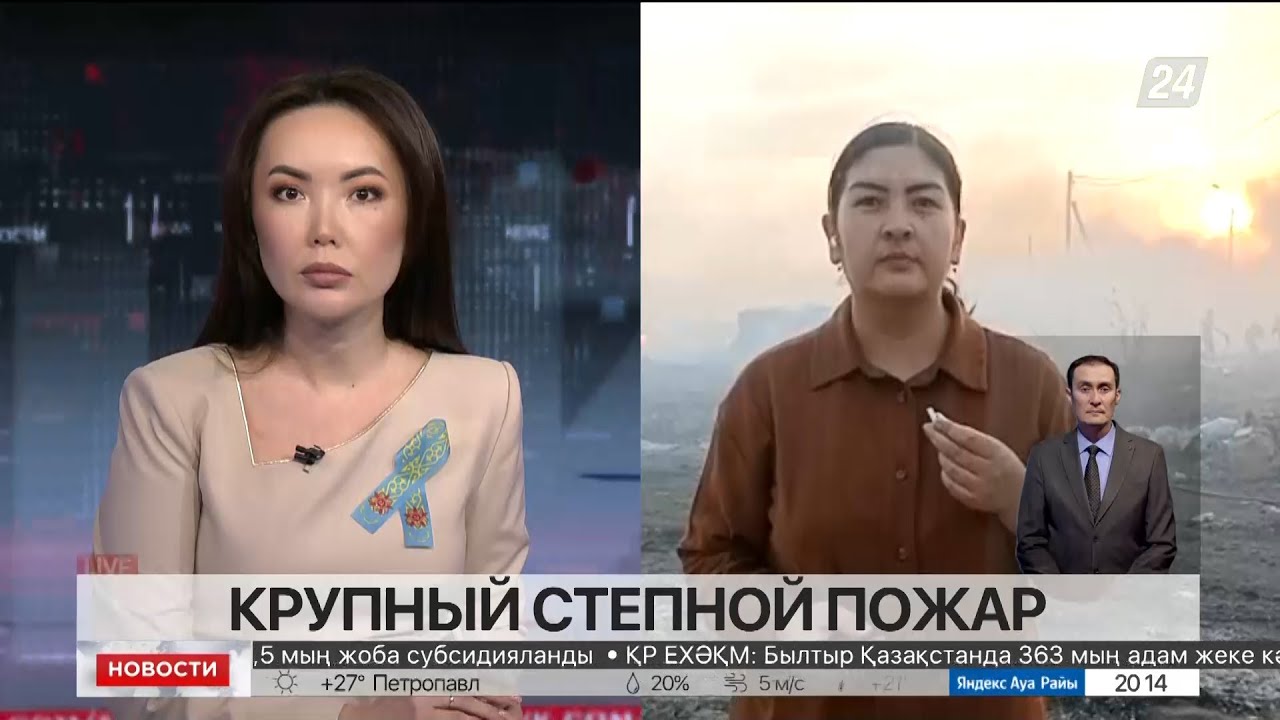 Крупный степной пожар разгорелся в Петропавловске. LIVE