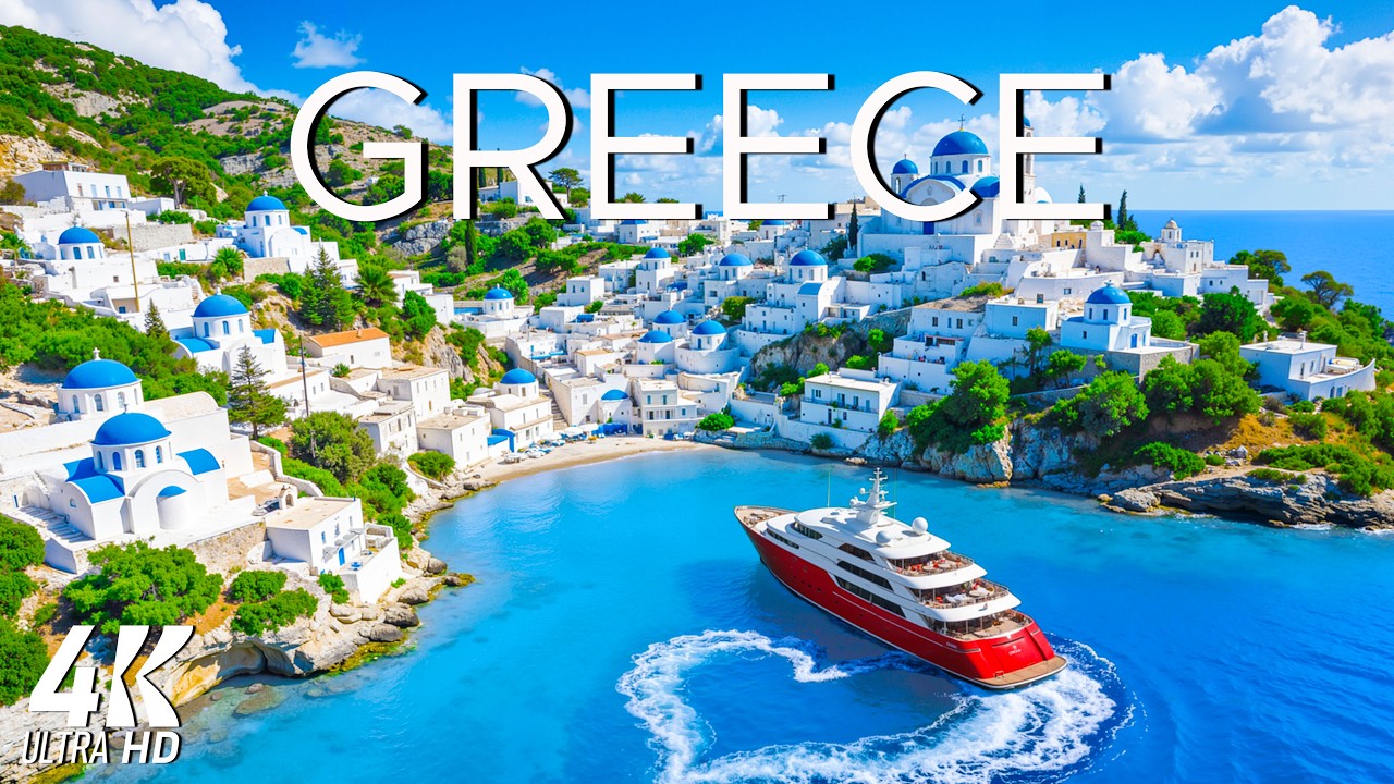 [4K] Greece  - Soft Sunlit Coast & Peaceful Ocean Waves | Deep House Chill