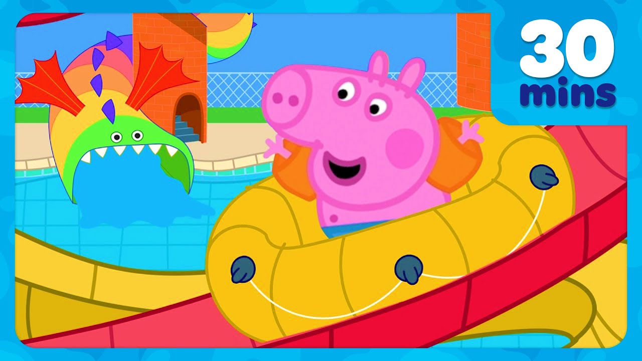George Goes Down The Very Big Slide 🛝 Water Park Fun 💦 Peppa Pig Full Episodes | 30 Minutes
