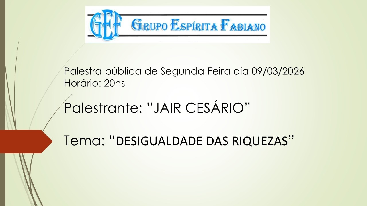 PALESTRA P&Uacute;BLICA DO GEF - SEGUNDA FEIRA, DIA 09/03/2026 / &Agrave;S 20HS