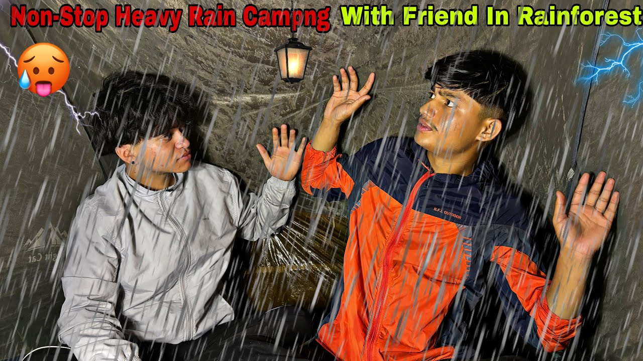 Overnight Camping In Extreme Rain In Forest | Strong Windstorm Camping And Cooking | Rain Camping |