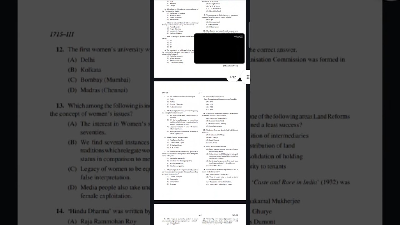 THE WEST BENGAL COLLEGE SERVICE 15TH SET SOCIOLOGY QUESTION PAPER-3