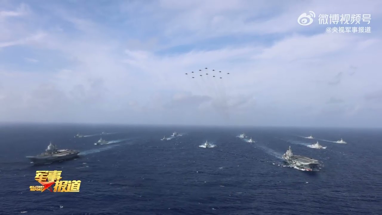 震撼！直击中国人民解放军海军双航母编队演练现场#pla
