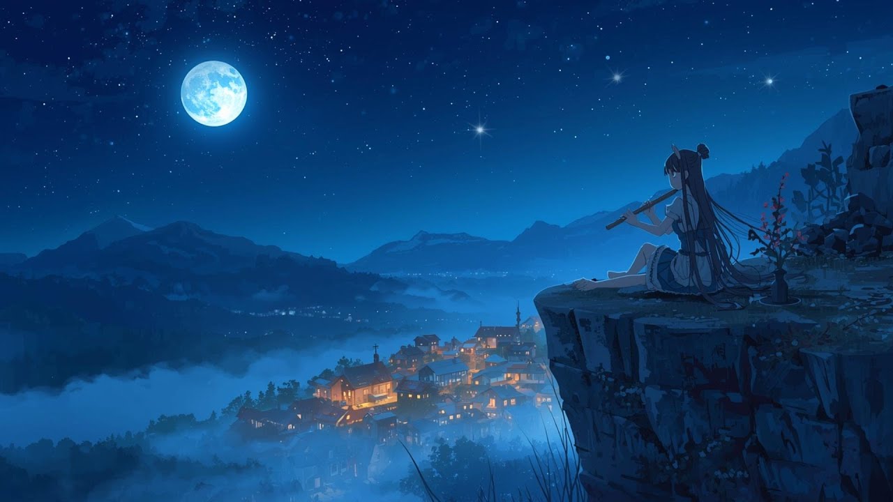 Moonlit Flute Over a Sleeping Village 🌙 | Calm Fantasy Music