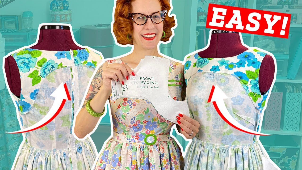 How to sew an all-in-one facing for a dress (Goodbye flipping facings!)