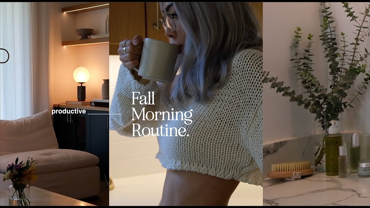 (Productive) Fall Morning Routine | skincare + body care,  time blocking, self care vlog