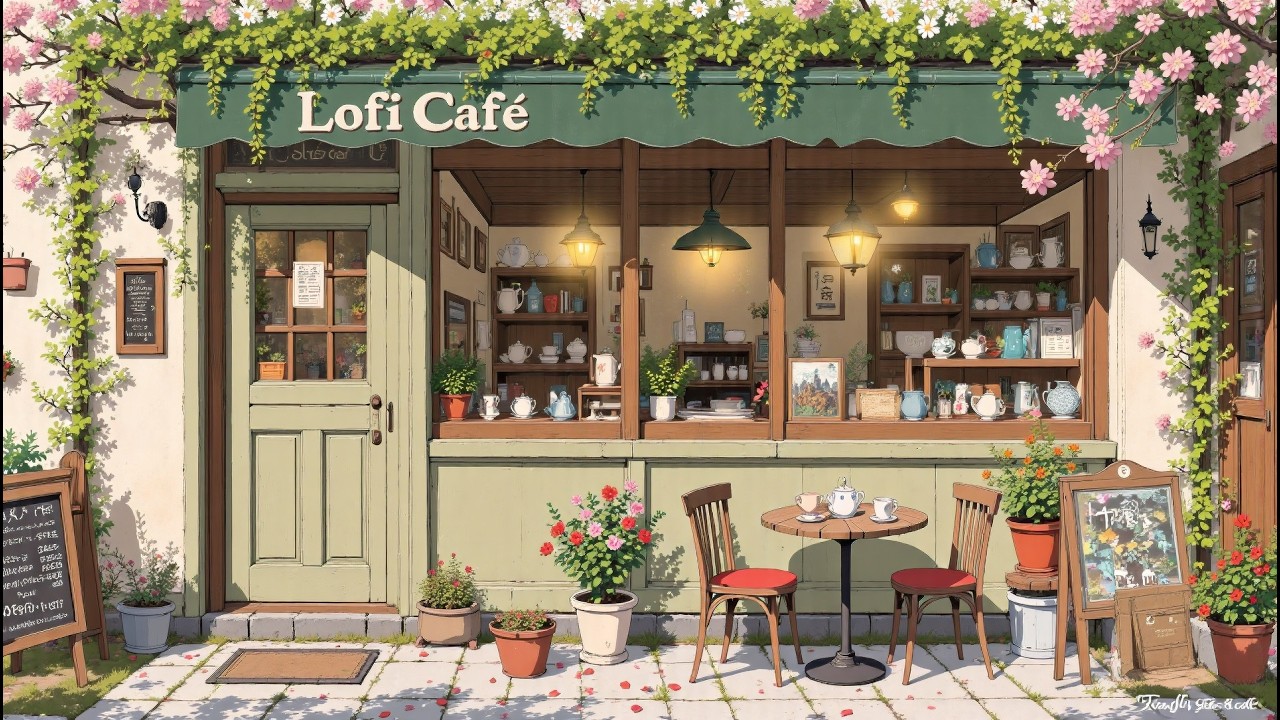 Spring Morning at Lofi Café ☕ Cozy Coffee Shop Ambience 🌸 Lofi Hip Hop Beats for Study / Work