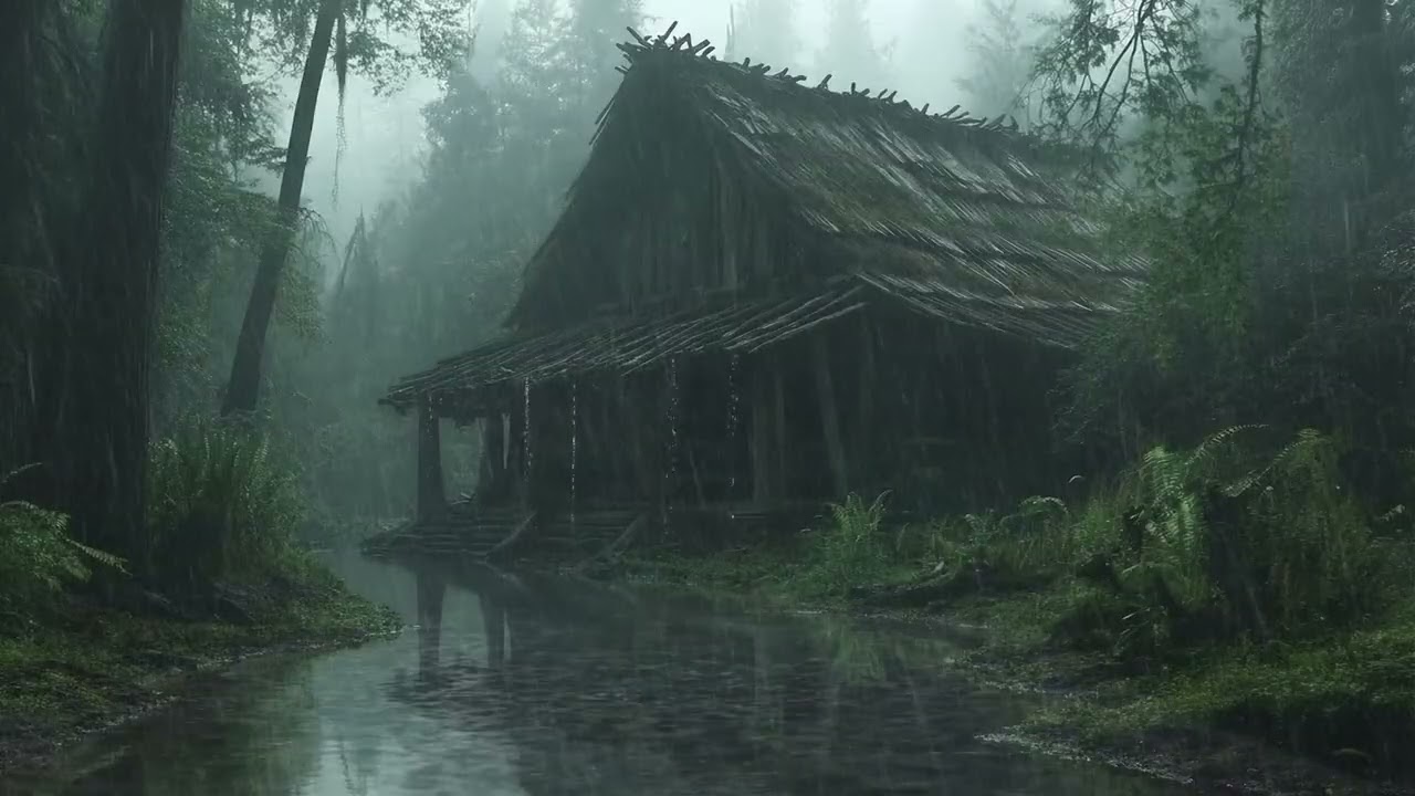 Relax with Heavy Rain in the Forest | Fall Asleep 5 in Minutes with Relaxing Natural Ambience