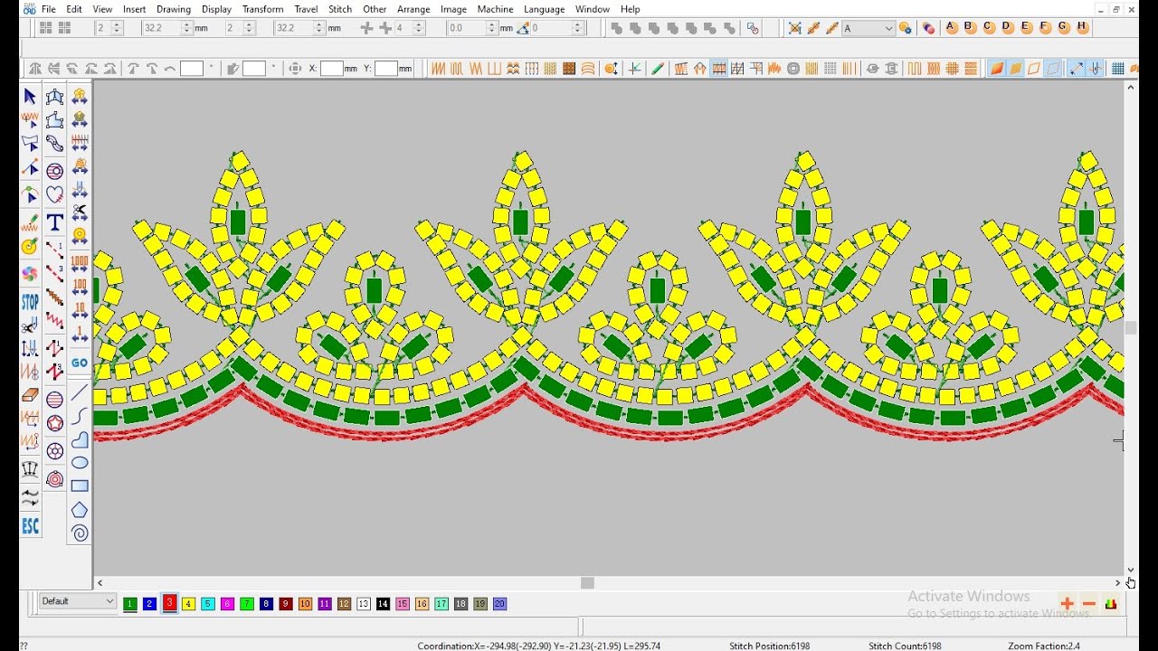 Making beads, tube and thread design for tulle sari border in Emcad Dahao software
