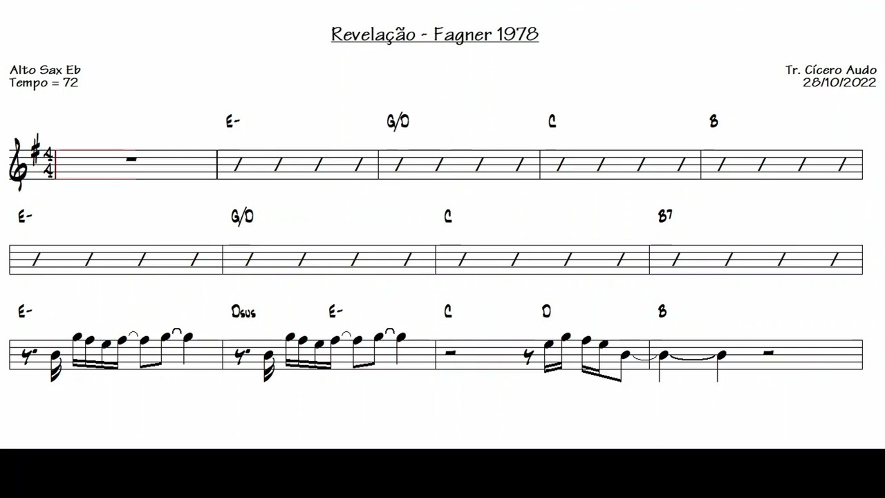 Revelação - Fagner 1978 (Alto Sax Eb) [Sheet music]