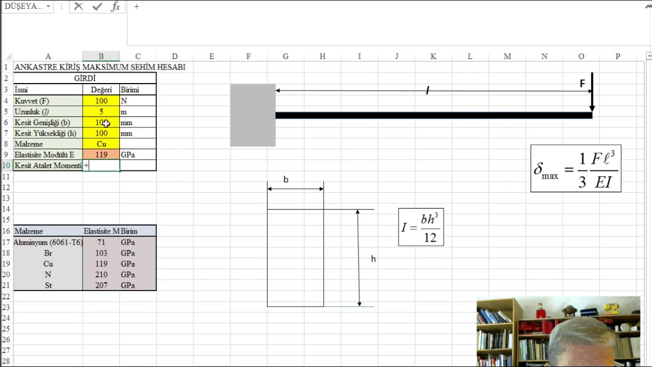 Excel'de Hesaplama Örnekleri - Kiriş Hesabı