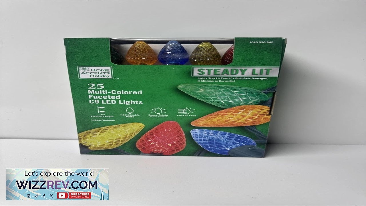 Home Accents Holiday 25 Multi Colored C9 LED Lights STEADY LIT 1010 936