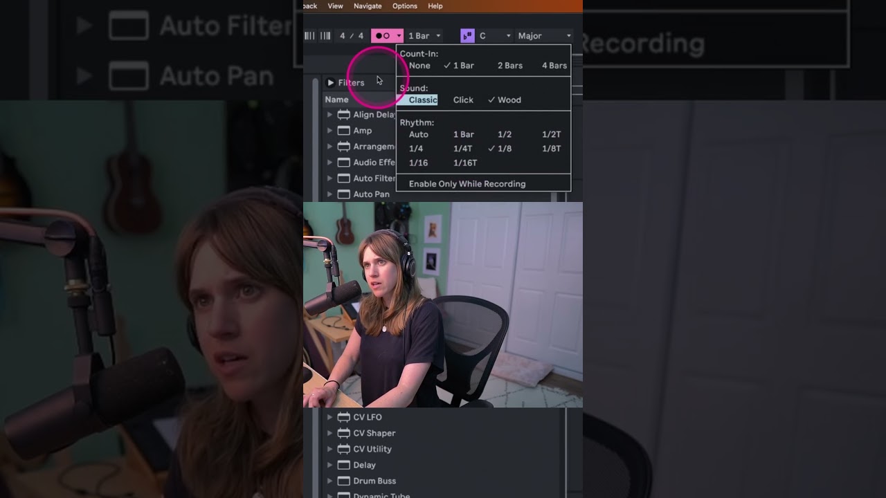 ￼What&rsquo;s that tiny button? The metronome and its drown menu in #ableton
