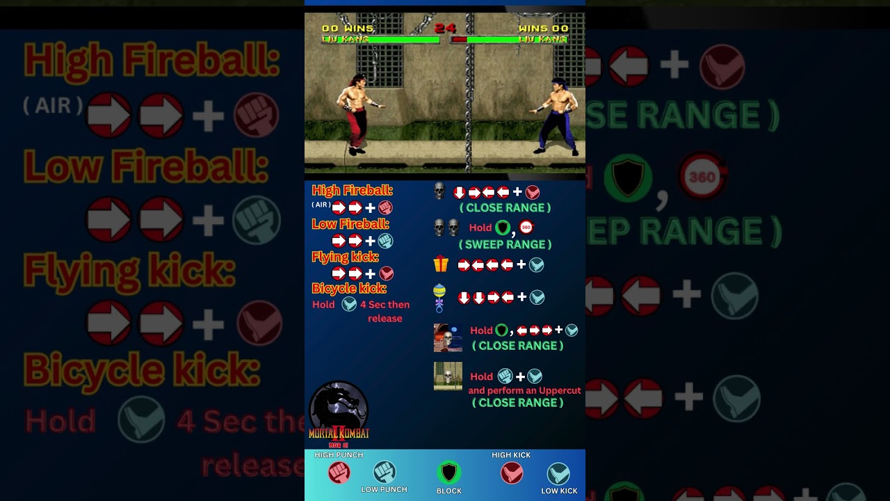 MK2 - Liu Kang MOVE LIST