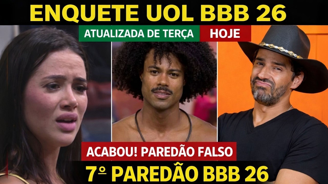 ÚLTIMA ENQUETE ATUALIZADA PAREDÃO FALSO QUEM VAI SER ELIMINADO DO BBB 26 HOJE ENTRE COWBOY, BRENO