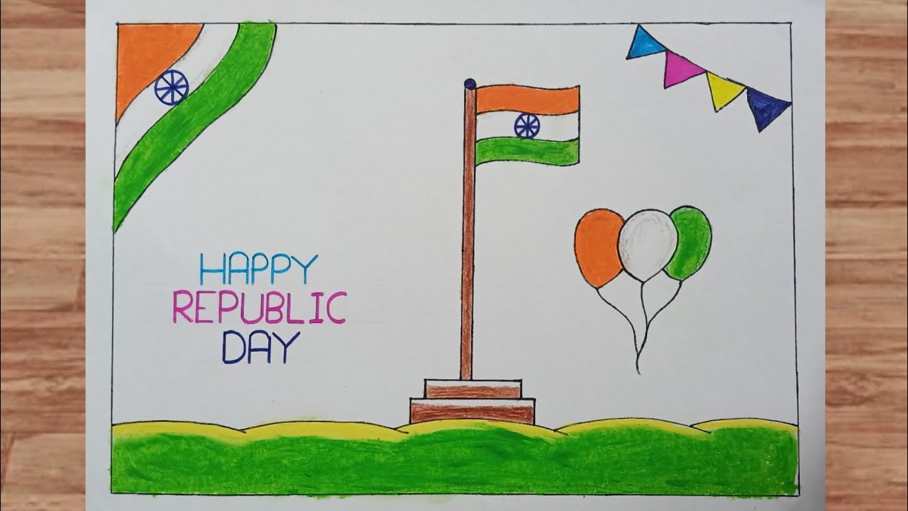 Republic Day Drawing Easy | Republic day drawing poster | How to draw Republic Day Drawing Easy 