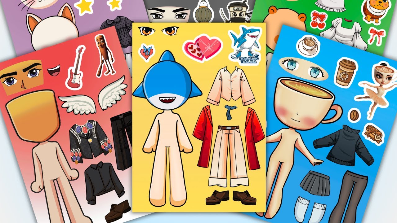 BRAINROT DIY Sticker Dress Up Royal Outfit Tralalero, Ballerina, Tung Tung Sahur | ASMR Sticker Book