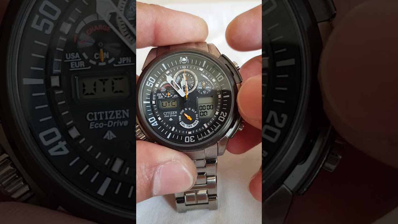 Citizen Eco Drive Skyhawk JY8000-50e Rádio Controlled - Ajustes de ponteiros e horas - Vídeo 02