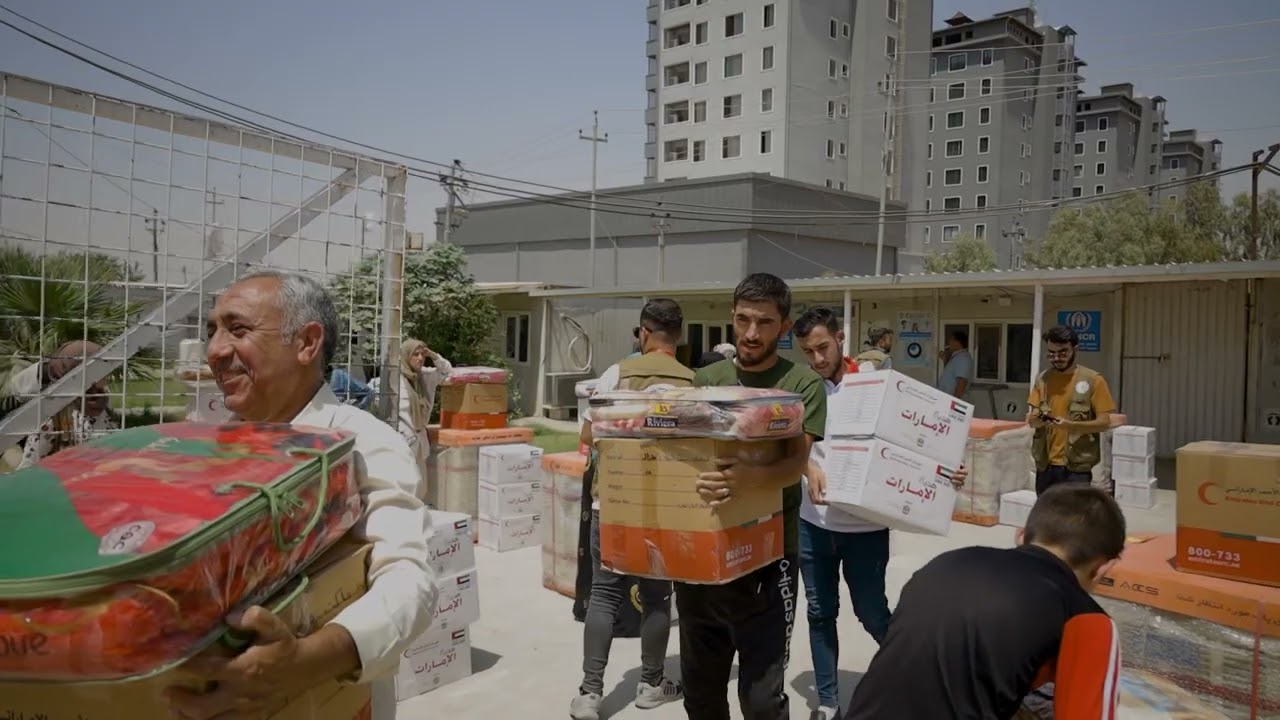 الهلال الاحمر الإماراتي - اغاثة المتضررين من حريق مخيم هرشم للنازحين العراقيين تاريخ 30 يوليو 2023